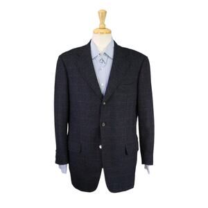 Boglioli Moon Lambswool Tweed Blue Brown Woven Sportcoat Blazer 42R